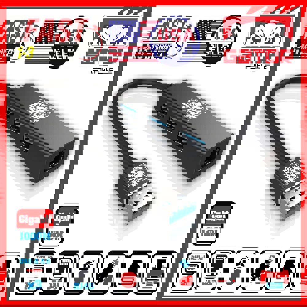 USB 3.0 Gigabit Ethernet Adapter with 3-Port USB Hub