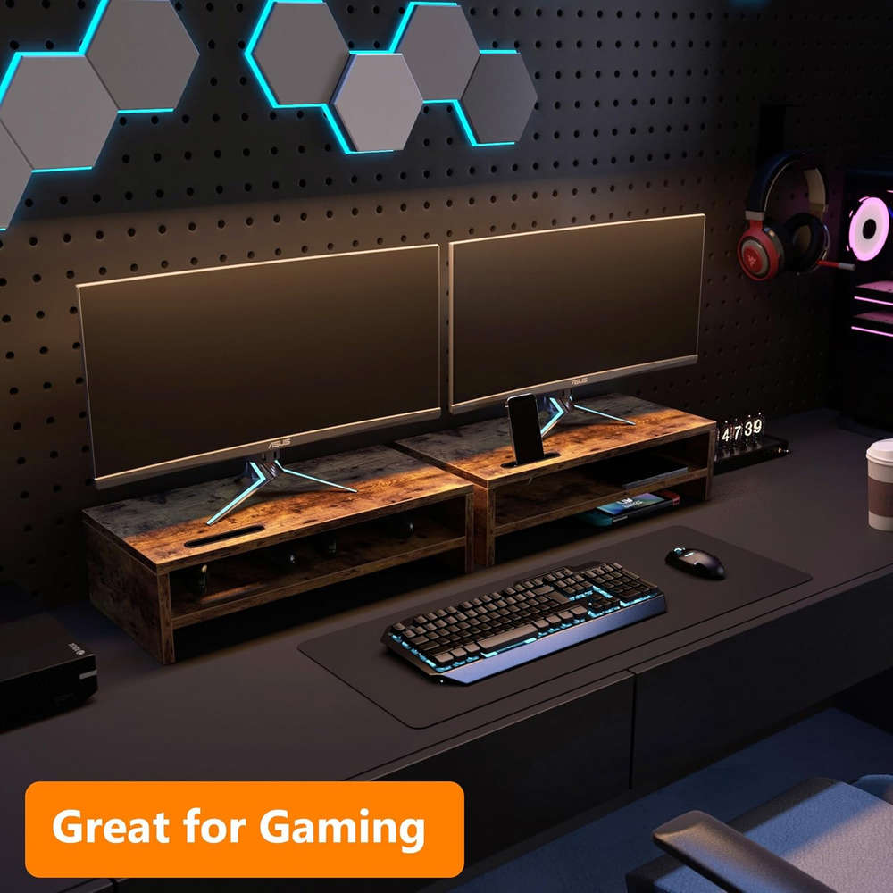 Elevate Your Workspace with a 2-Tier Wood Monitor Stand