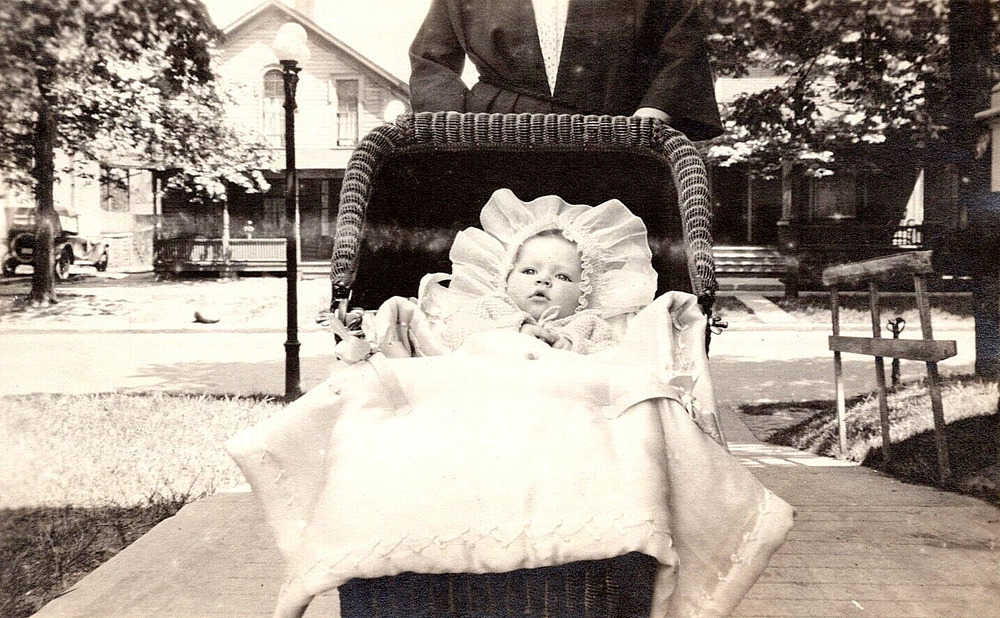 Vintage Real Photo of a Cute Baby Girl with Mother