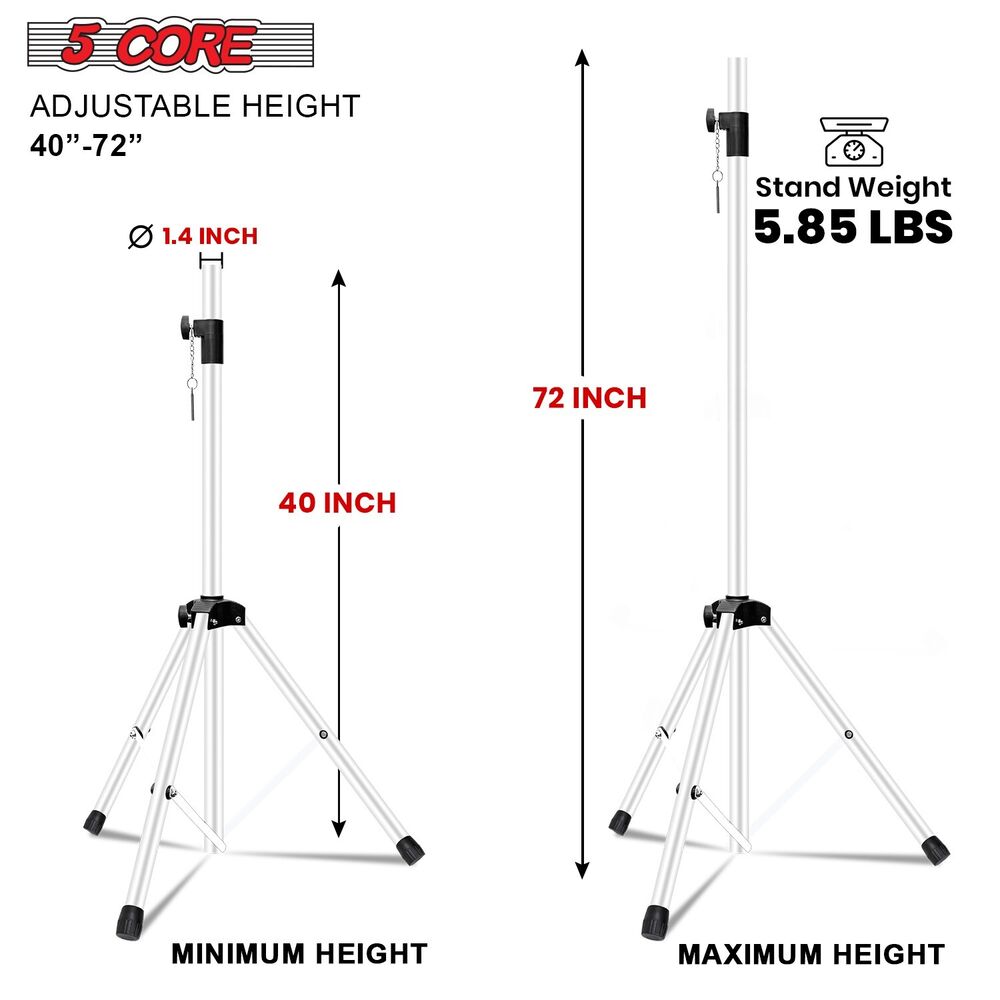 5Core Adjustable 72 Inch DJ Studio Monitor Stands