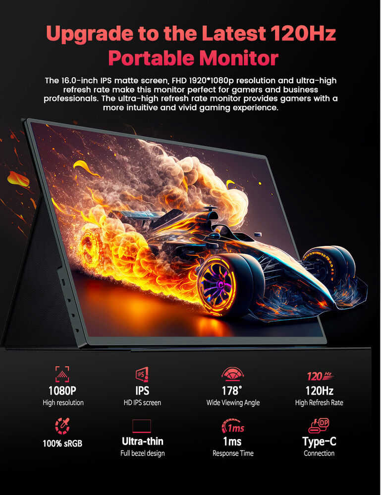 16" 120Hz Ultra-Slim Portable Monitor with IPS Display