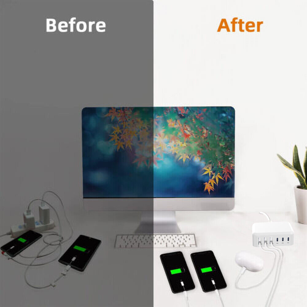 High-Speed 6-Port USB Hub with USB-C PD Charger