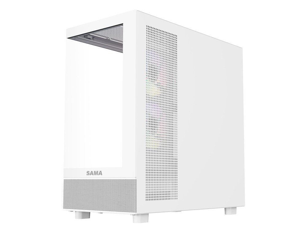 Sama Neview 4361 White Dual Tempered Glass ATX Mid Tower PC Case with USB Type-C