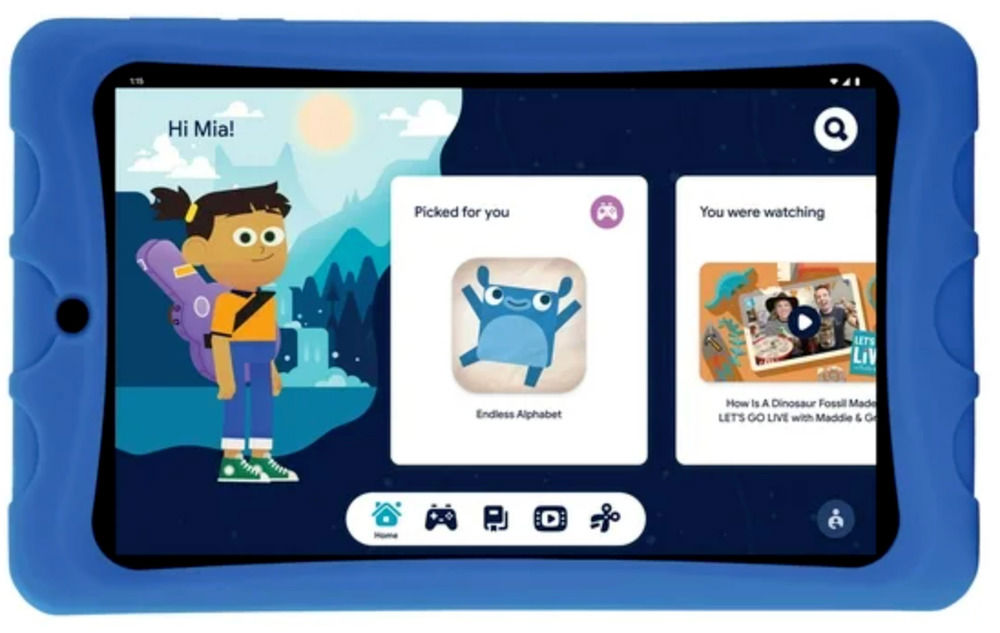 Onn. Surf 8 Kids Tablet 32GB Android with Blue Rubberized Sleeve & Stand