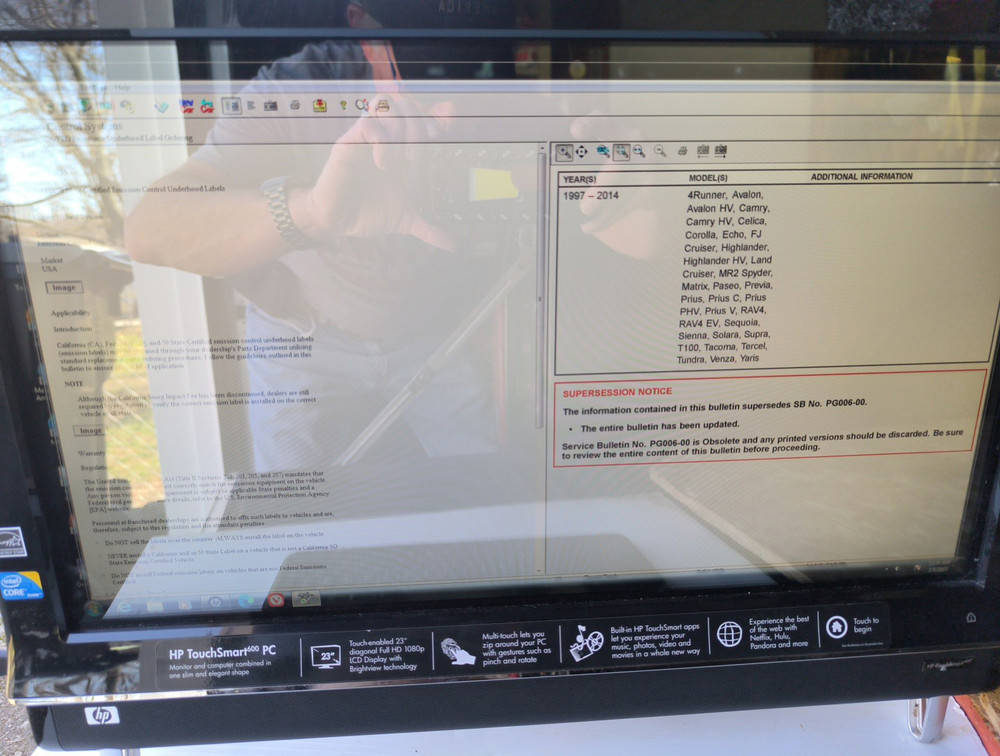 Hp TouchSmart 600 AIO i3 2TB 4GB Desktop with All Data and Mitchell Repair Software, TV Included