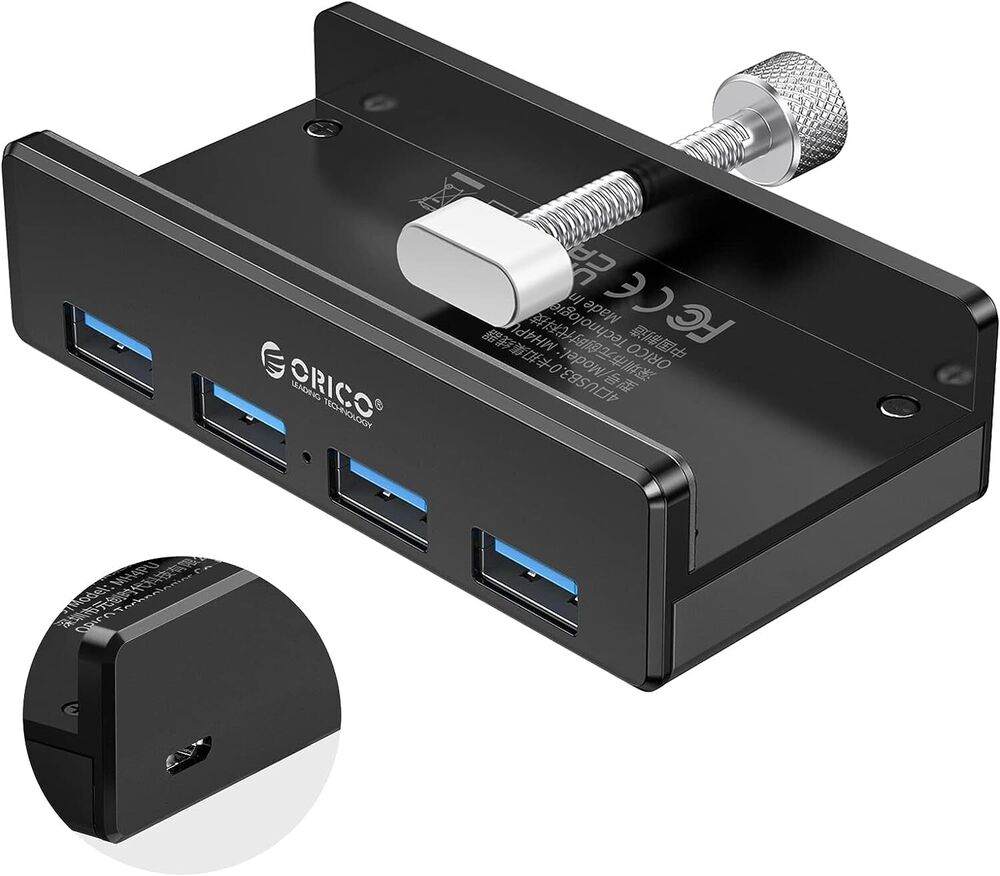 ORICO Aluminum 4-Port USB 3.0 Clamp Hub with Power Supply