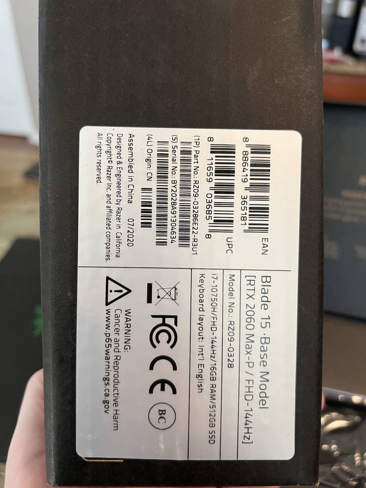 Razer Blade 15.6 Gaming Laptop with 512GB SSD, Intel Core i7, 16GB RAM