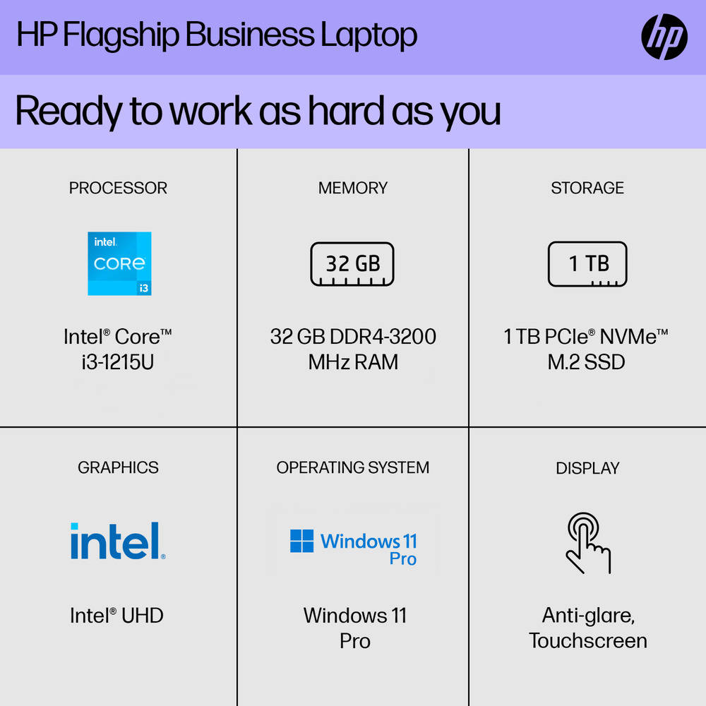 2024 HP Pavilion Laptop 15 Touch - 12th Gen Intel i3, 32GB RAM, 1TB SSD, Windows 11 Pro