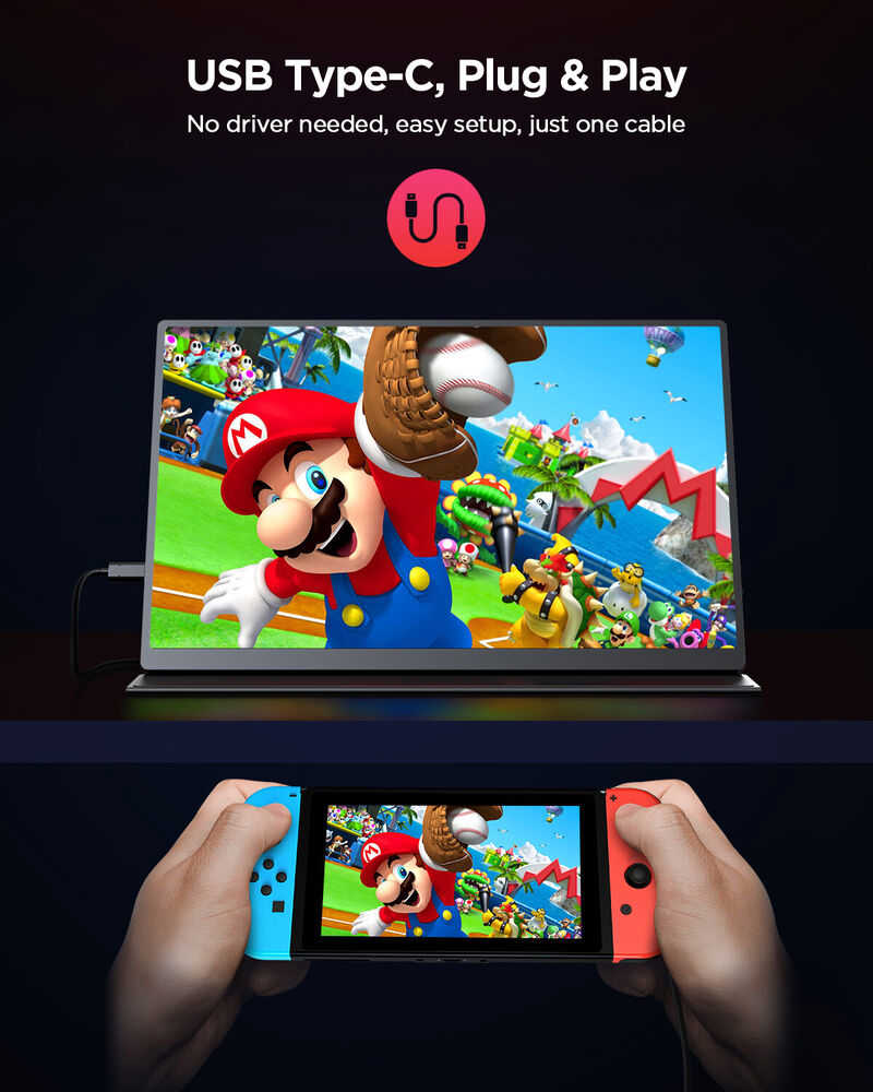 16" 120Hz 2K Portable Gaming Monitor with USB-C and FreeSync