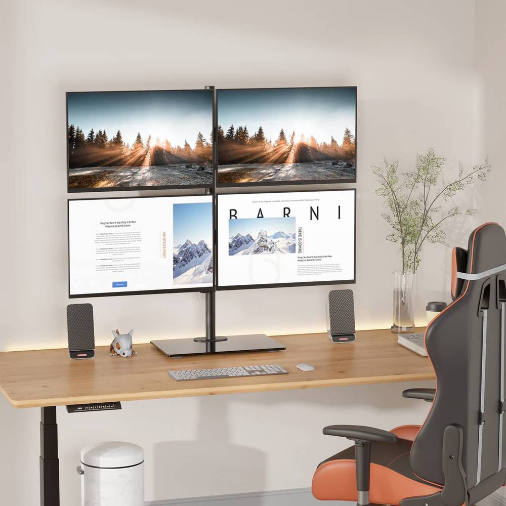 Quad Monitor Stand - Ergonomic and Adjustable Desk Mount