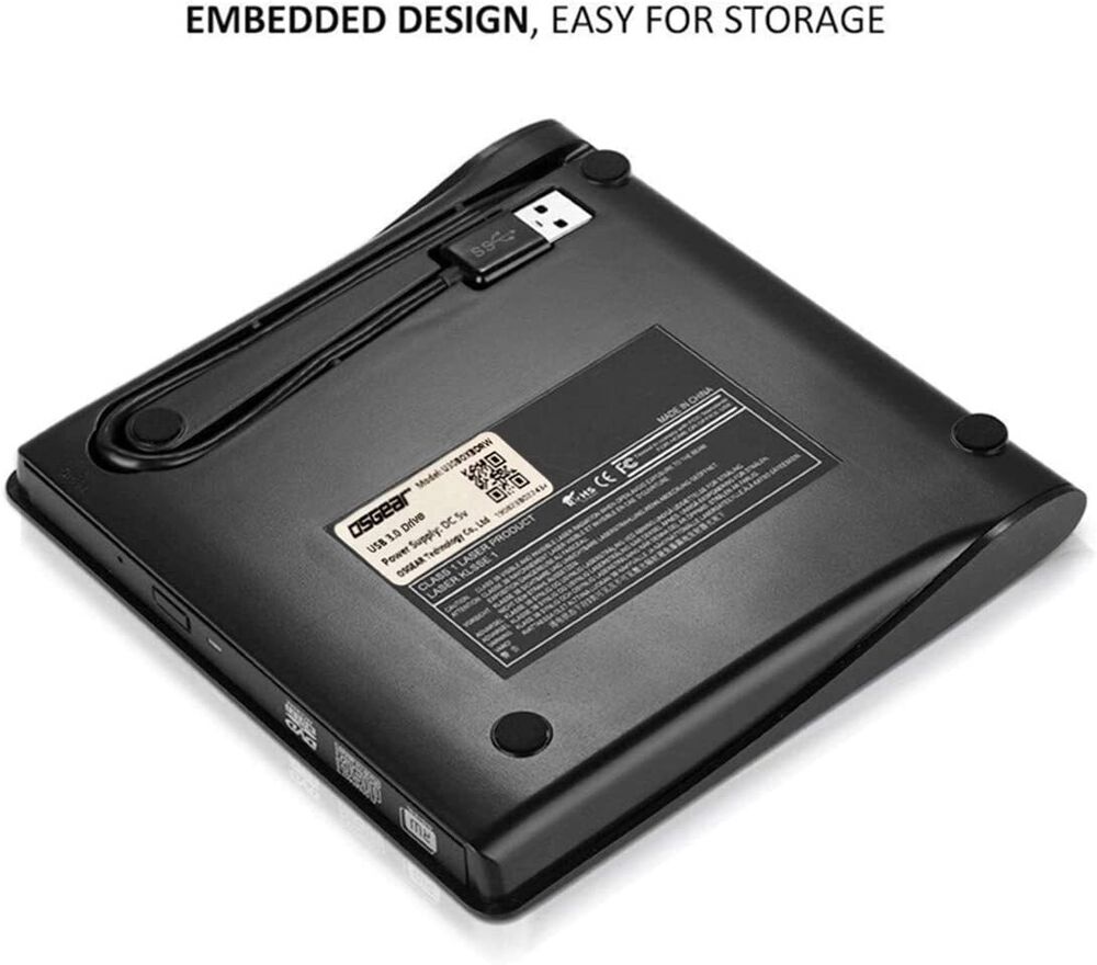 USB 3.0 Dual Port External DVD CD Drive with Optical Burner