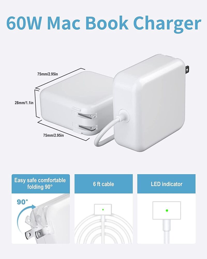 60W MacBook Pro Charger for 13-Inch Models 2012-2016