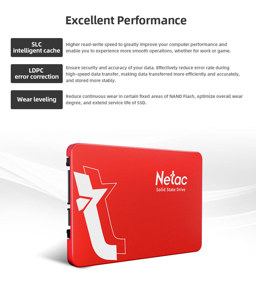 Netac High-Speed 2.5" SATAIII Internal SSD - 120GB/512GB/1TB Options