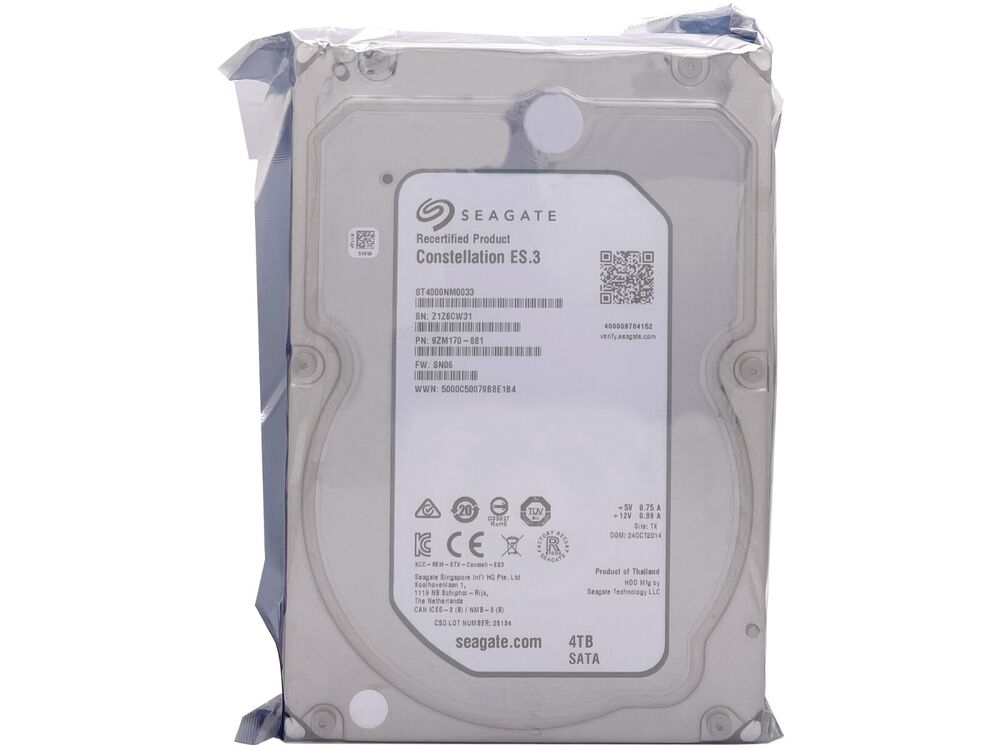 Seagate ES ST4000NM0033 4TB 7200 RPM SATA 6Gb/s 3.5" Enterprise Hard Drive