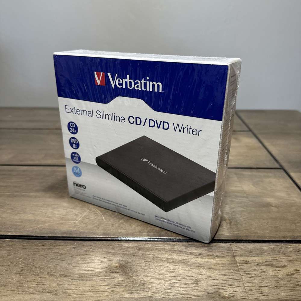 Verbatim External Slimline CD/DVD Writer USB Optical Drive 98938