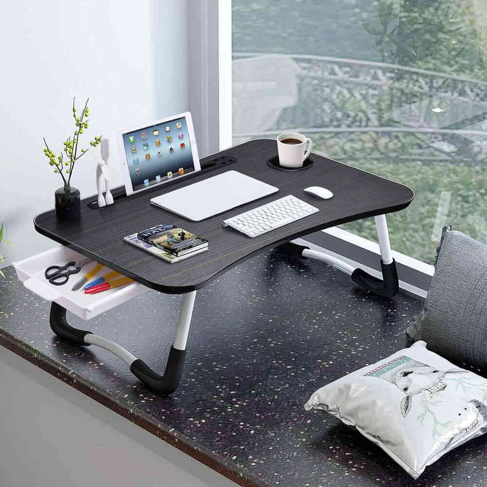 Portable Laptop Bed Desk with USB Charging, Black