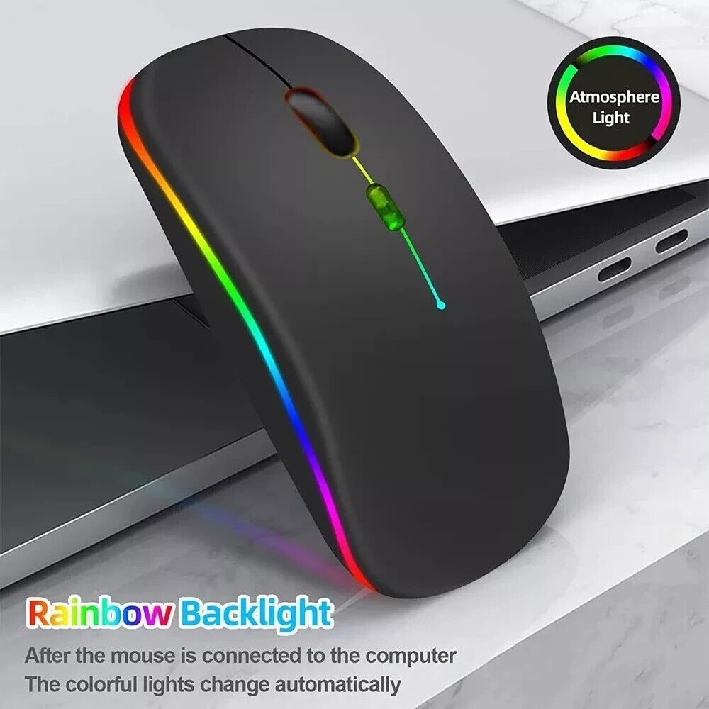 2.4GHz Bluetooth Wireless Optical Mouse with USB Rechargeable and RGB Lighting