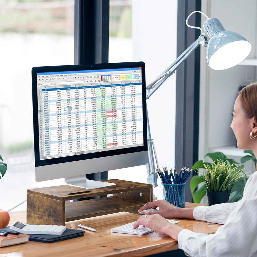 Elevate Your Workspace with a 2-Tier Wood Monitor Stand