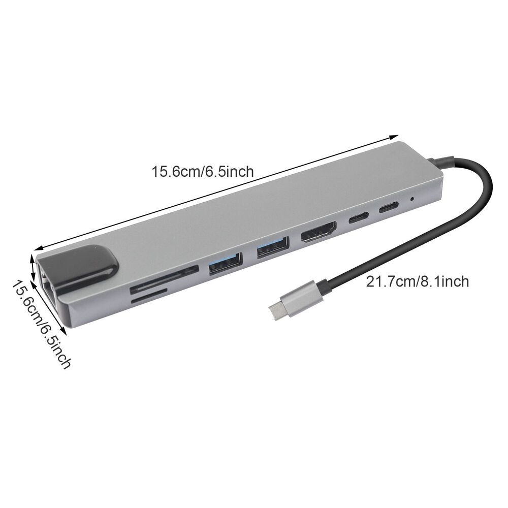 8-in-1 USB-C Hub with Multiple Ports for Enhanced Connectivity