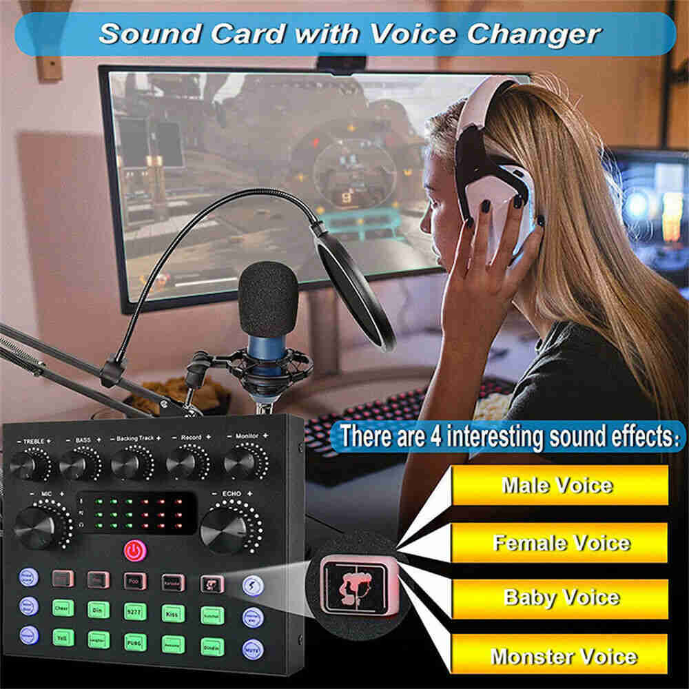V8S Bluetooth External Sound Card for Enhanced Live Streaming Audio