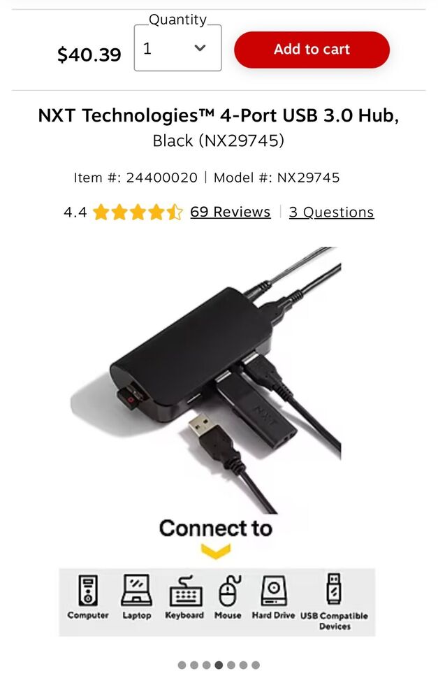7-Port USB 3.0 Hub - Compact, Portable, Fast Data Transfer for PC and Laptops