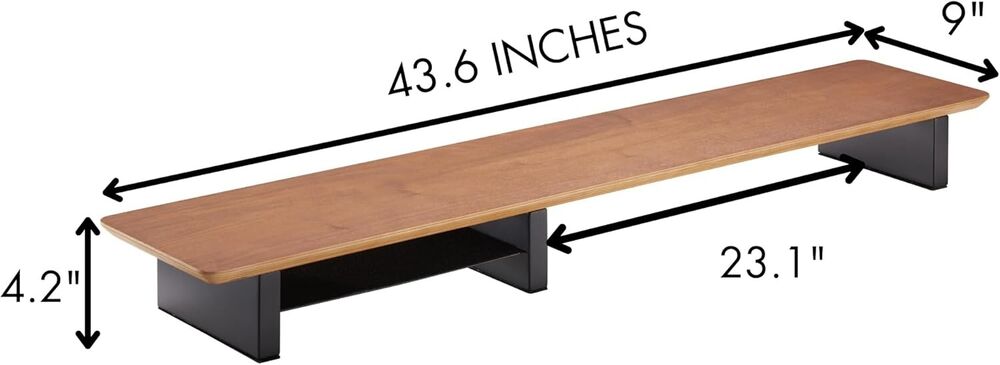 Elegant XL Walnut Wood Dual Monitor Stand (44 Inch)