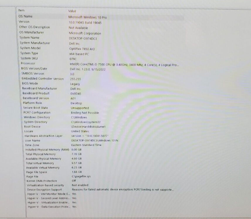 Dell Optiplex 7450 AIO Touchscreen Desktop PC with i5-7500, 8GB RAM, 256GB SSD