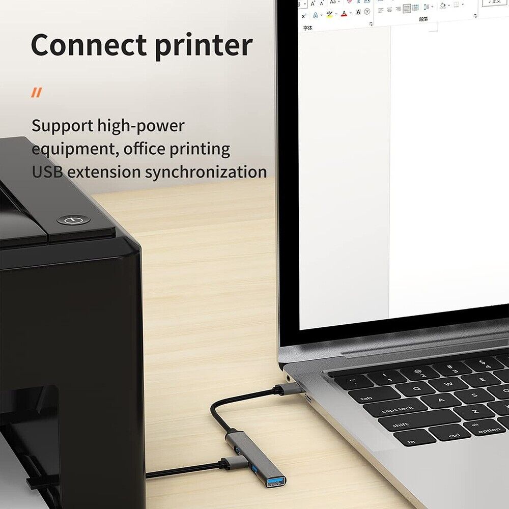 4-Port USB 3.0 Type-C Hub Adapter for PC and Mac Mini