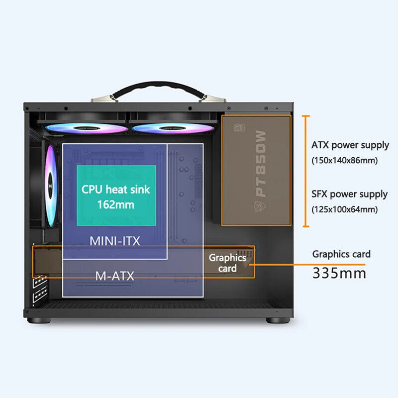 Portable ATX Mini-ITX Computer Case with U3 Type-C Support