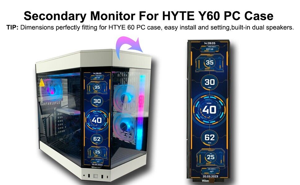 12.6" LCD Bar Display for DIY PC Cases | HYTE Y60