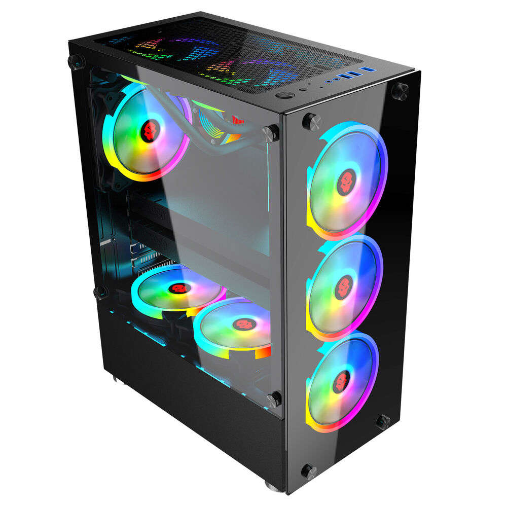 Mid-Tower Gaming PC Case with Tempered Glass