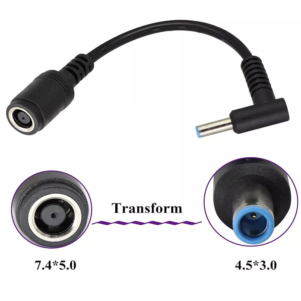 7.4mm to 4.5mm Power Charger Converter Cable for HP Blue Small Tip - 10PCS