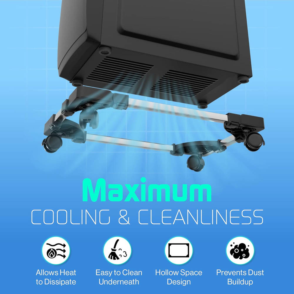 Adjustable Rolling CPU Stand with Wheels - Versatile Computer Tower Platform