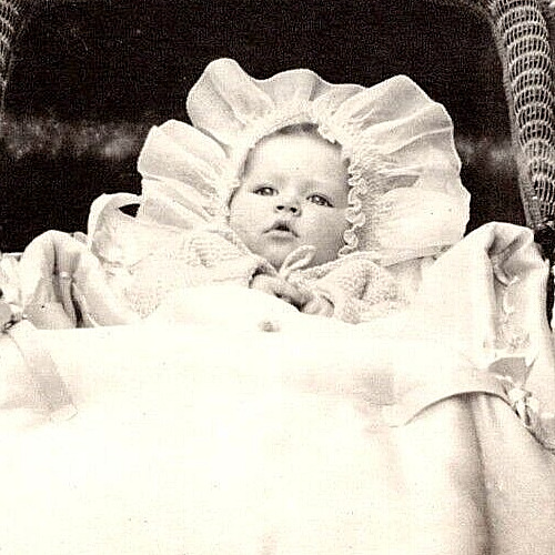 Vintage Real Photo of a Cute Baby Girl with Mother