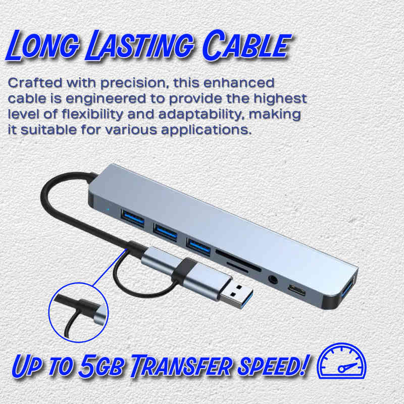 USB Type-C to A Adapter Hub for Windows, Mac, and Laptops