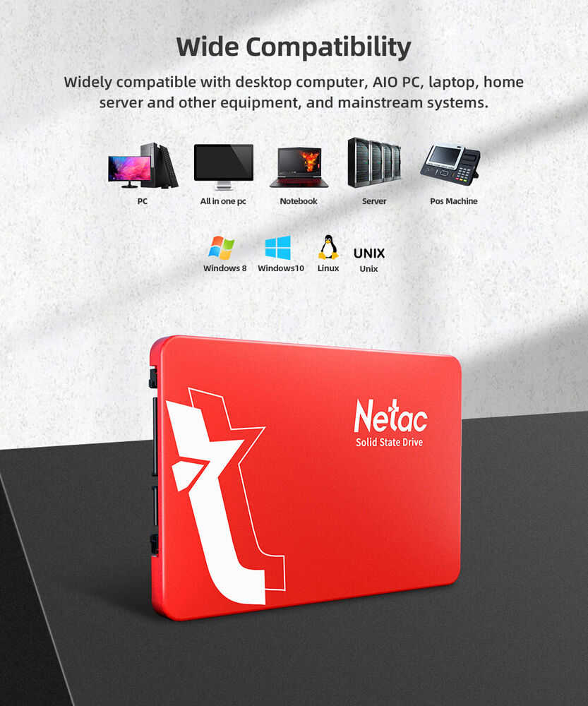 Netac High-Speed 2.5" SATAIII Internal SSD - 120GB/512GB/1TB Options