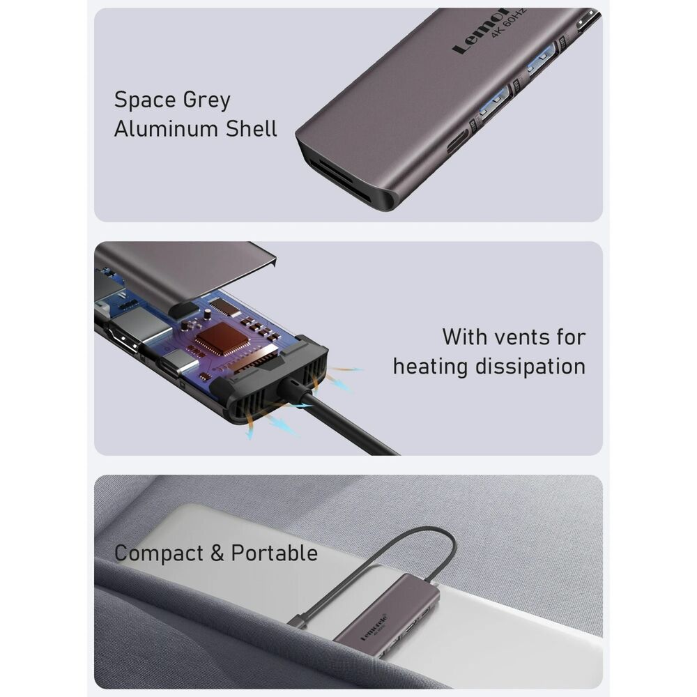 7-in-1 USB-C Hub with HDMI, USB 3.0, and 100W PD for MacBook Pro/Air