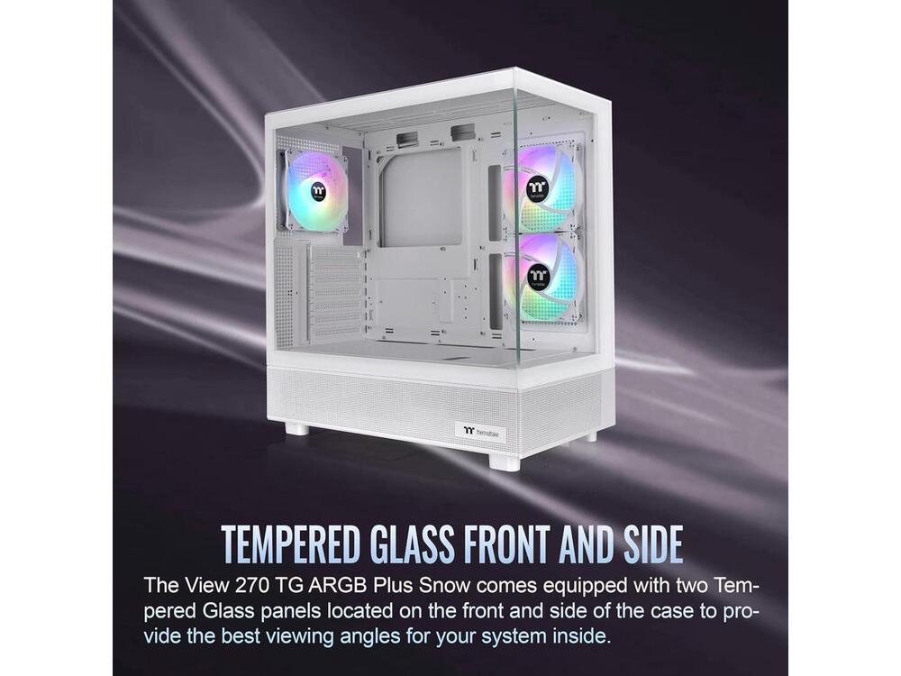 Thermaltake View 270 Plus TG ARGB Snow Mid Tower E-ATX Case with 3x120mm ARGB Fans