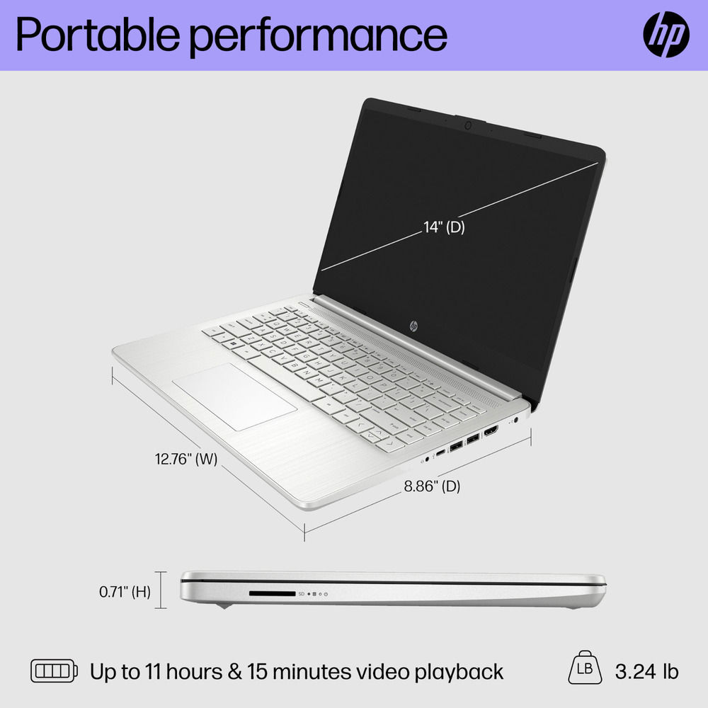 HP 14 Notebook - Quad-core Intel, 16GB RAM, 512GB SSD - Open Box