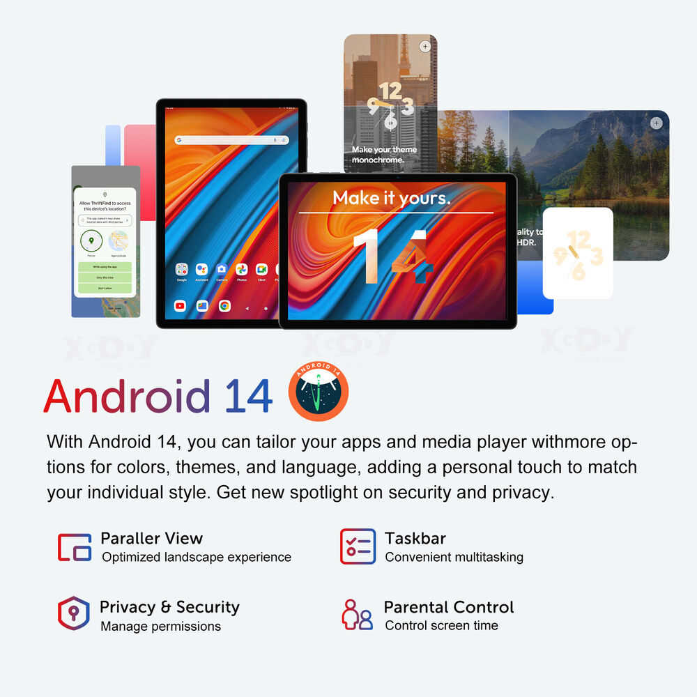 2025 Newest Android 14 Tablet PC with 16GB RAM + 256GB Storage, Dual Camera, IPS Display, 5G, WiFi 6, OTG