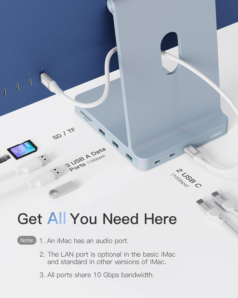 Inateck iMac Docking Station with USB 3.2 Gen 2 for 24-inch iMac 2023