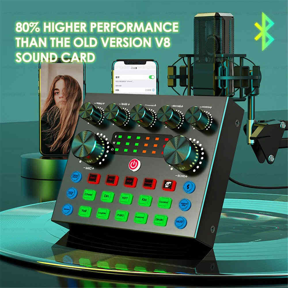 V8S Bluetooth External Sound Card for Enhanced Live Streaming Audio