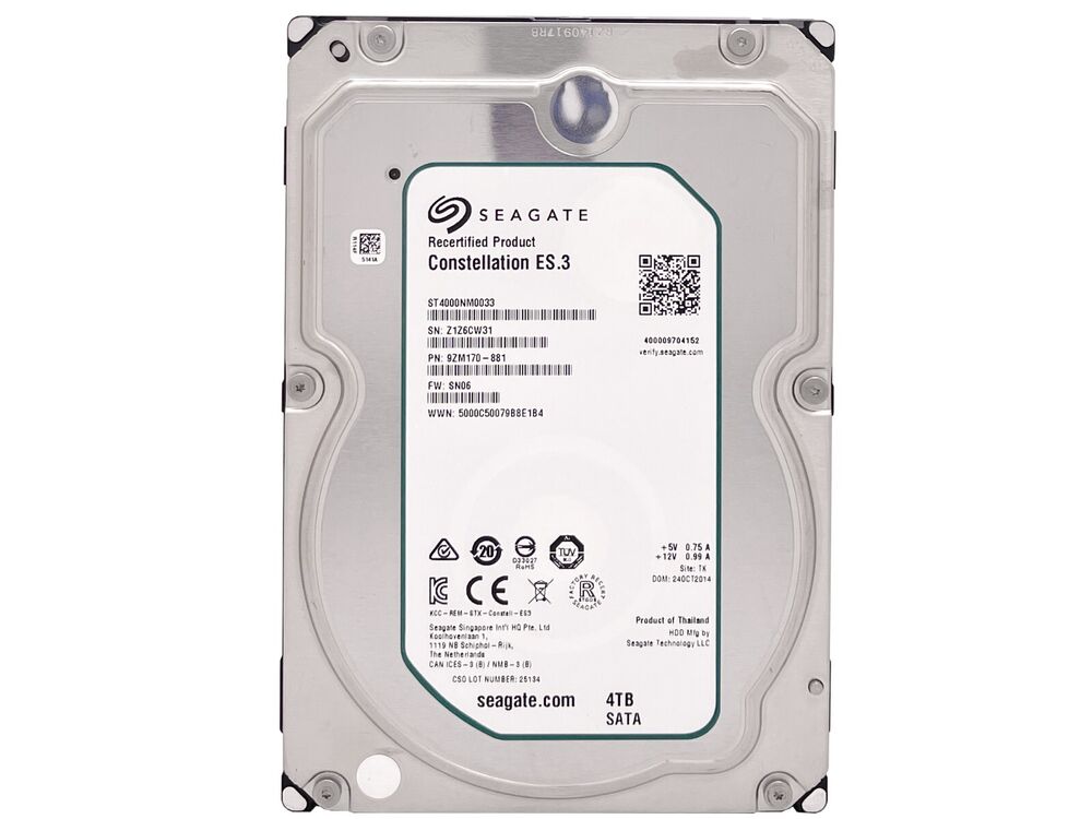 Seagate ES ST4000NM0033 4TB 7200 RPM SATA 6Gb/s 3.5" Enterprise Hard Drive