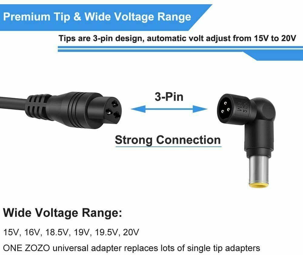 90W 15-20V Universal Laptop Charger with 16 Tips