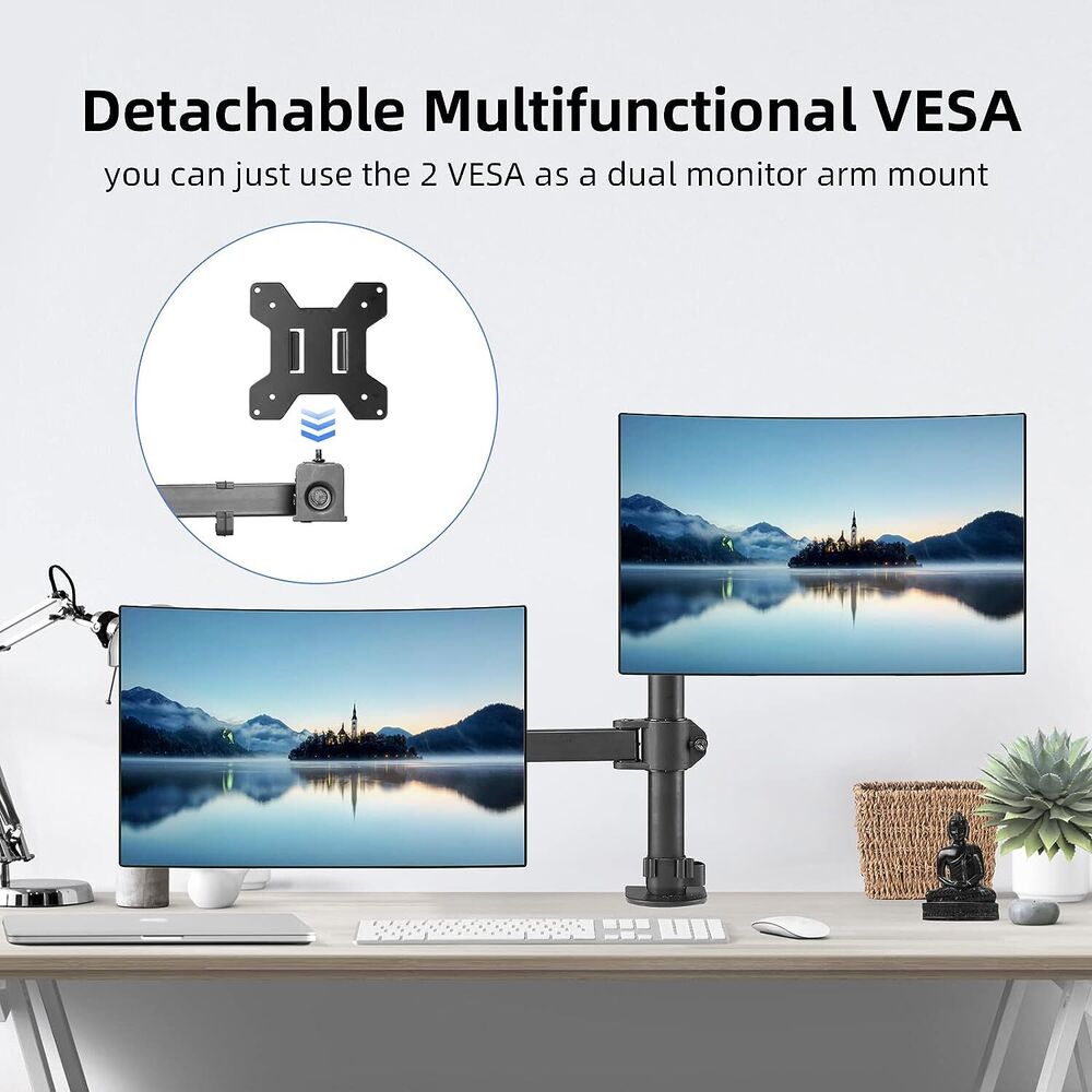 Suptek Ergonomic Monitor and Laptop Stand with Adjustable Arm and Tray