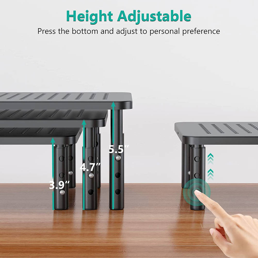 Ergonomic Adjustable Monitor Stand with Storage