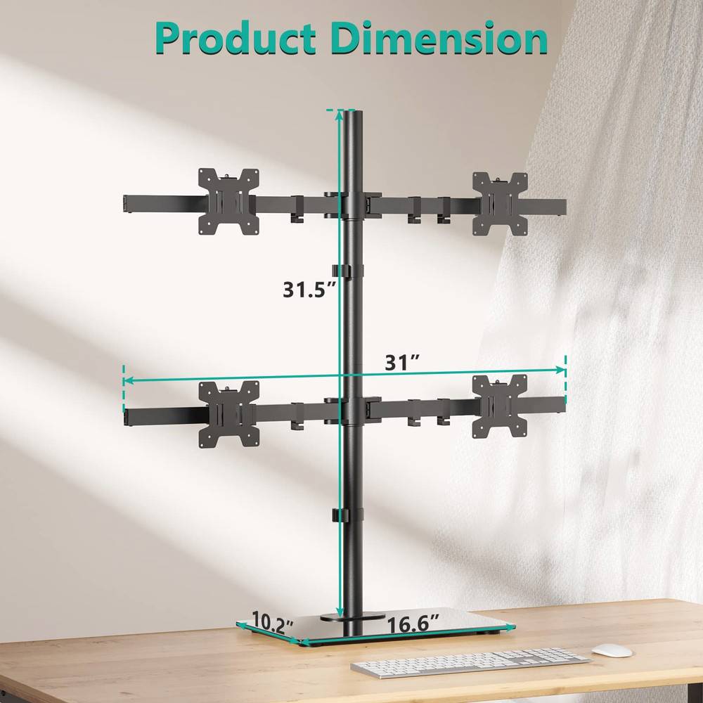 Quad Monitor Stand - Ergonomic and Adjustable Desk Mount