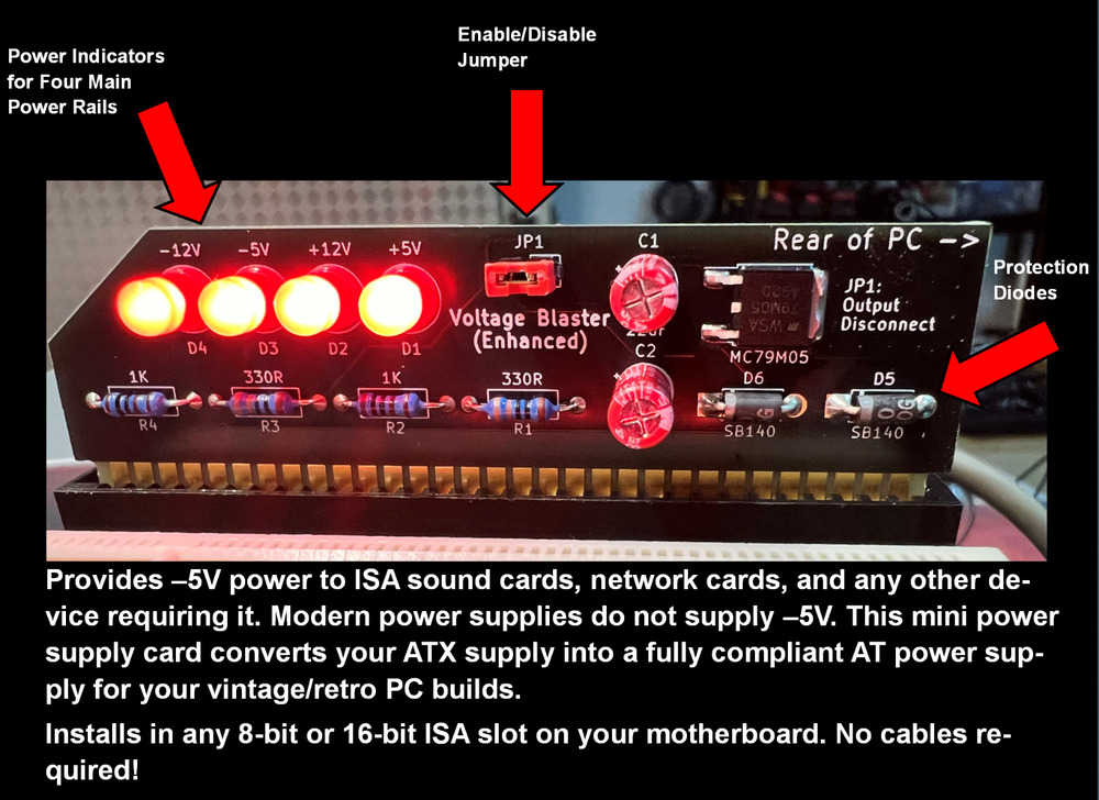 Voltage Blaster Enhanced -5V ISA ATX Power Supply for Vintage PCs