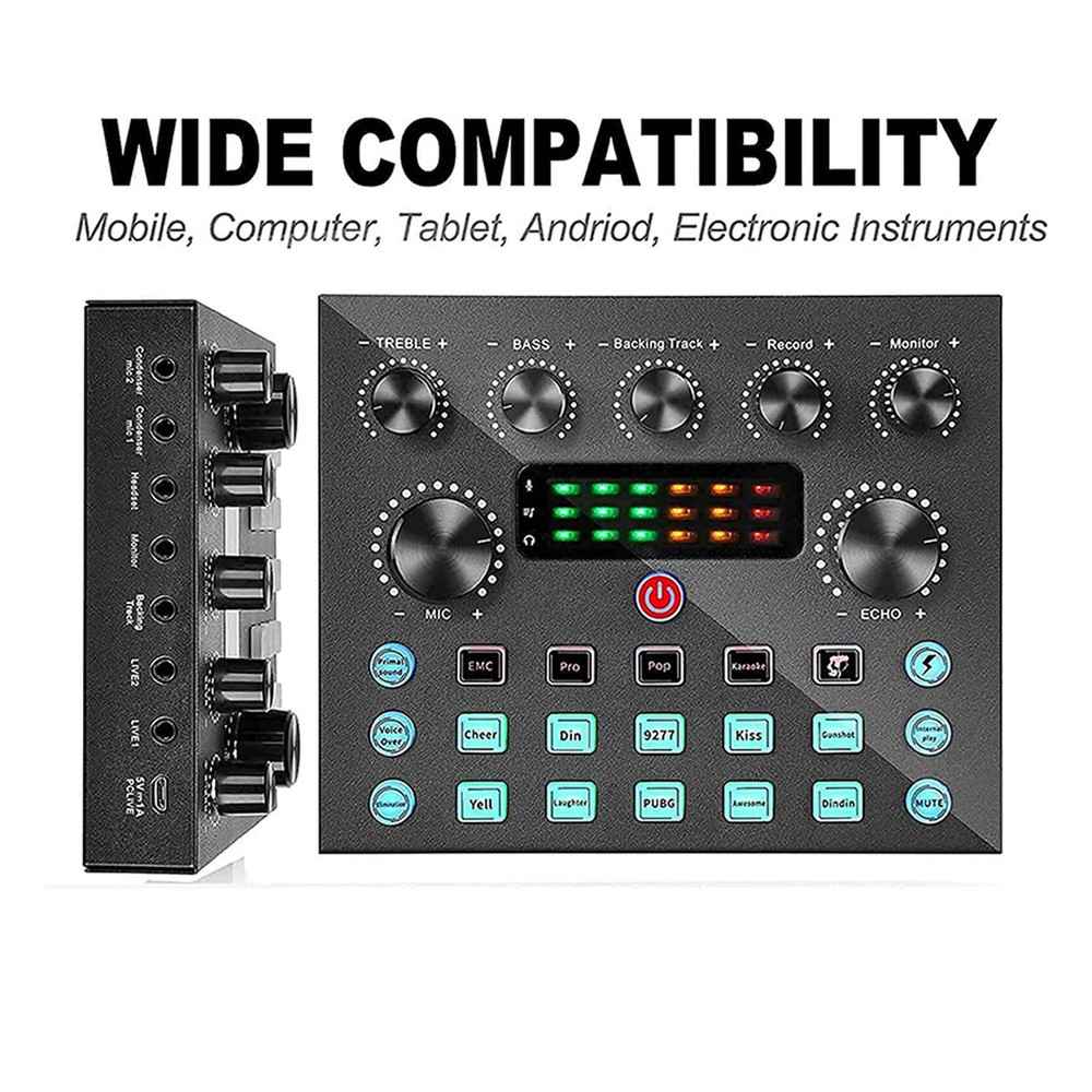 V8S Live External Sound Card with Voice Changer and Multiple Sounds