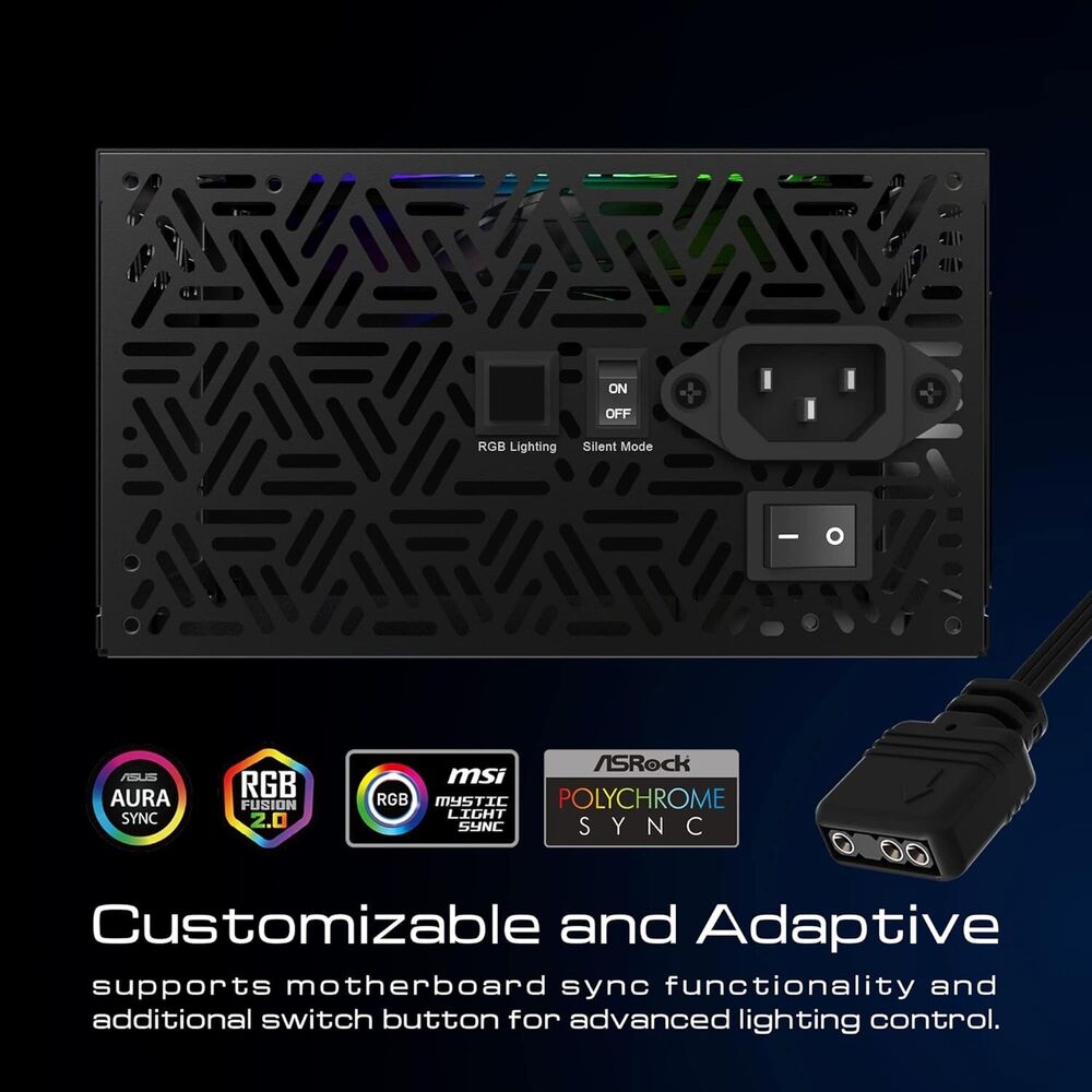 GAMDIAS RGB 600W Gaming Power Supply, 80 Plus Bronze Certified